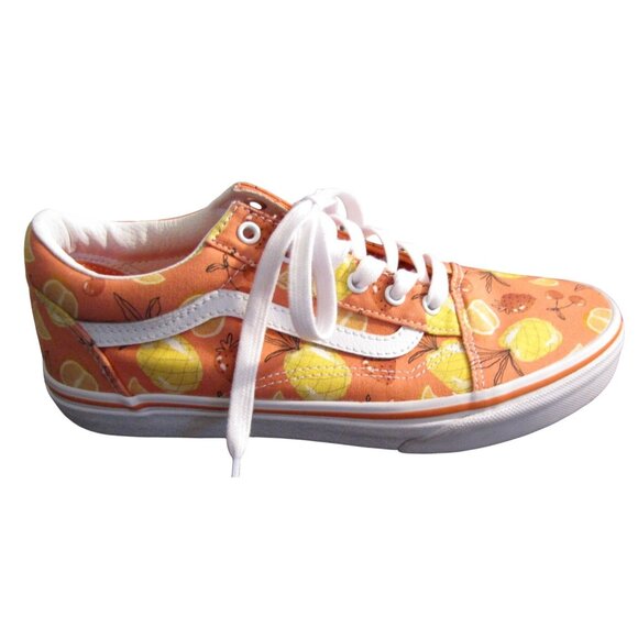 Vans Women's 7 Orange Yellow Tropical Fruit Print Sneakers Tennis Shoes - Picture 2 of 5